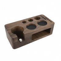 Multi-Functional Storage Walnut Wood Tamping Station Non-Slip Base Coffee Tamper Holder Organizer for Baristas, Cafe, Home Kitchen