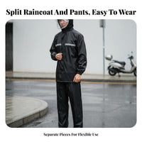 Motorcycle Rain Suit High Visibility 2-Piece Motorcycle Rain Suit Windproof Waterproof Jacket and Pants Set for Commuters, Men, Camping, Fishing, Road
