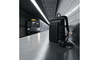 Laptop Backpack Fold-over Top USB Charging Backpack Daypack Padded Shoulder Straps Luggage Black for Business Users