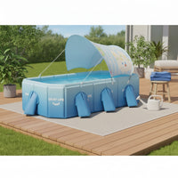 Foldable Pool with Canopy No-Inflation Pool with Shade Above-Ground for Family, Kids, Garden, Patio