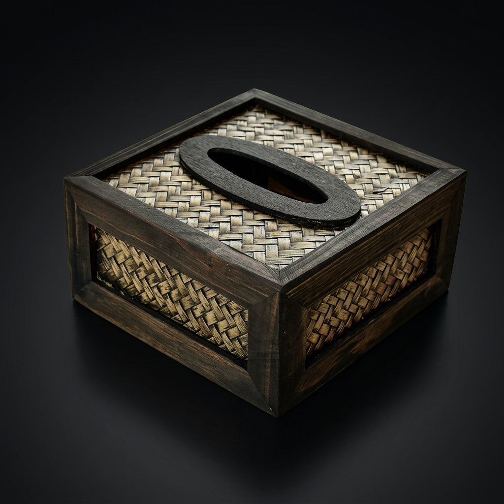 Tissue Box for Home Office and Car Tissues, Rectangular Rattan Tissue Holder, Handmade Woven Facial Dispenser, Creative Retro Decorative Style