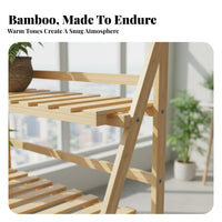 Space-Saving Bamboo Flower Rack Easy Assembly Foldable Flower Rack Sturdy & Long-Lasting Folding Plant Shelf Lightweight for Apartment Dwellers, Gardeners, Homeowners, Balcony, Indoor, Living Room, Garden