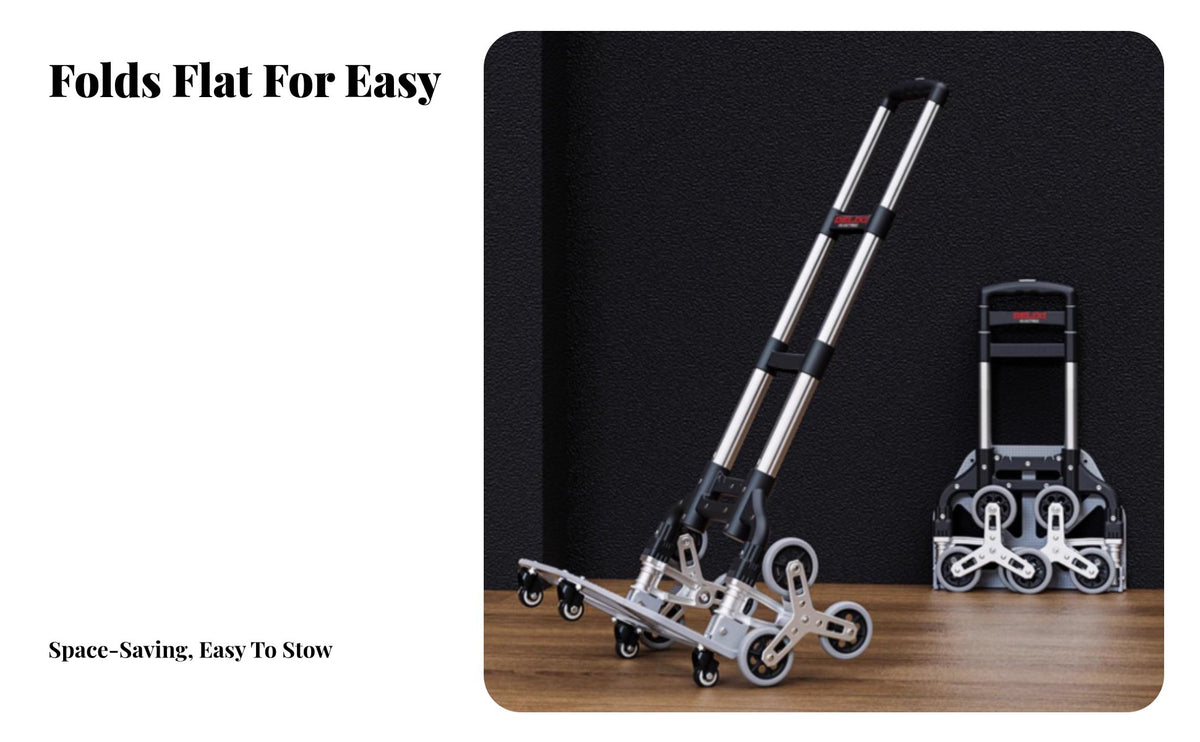 Foldable Stair Climbing Dolly Portable 6-Wheel Stair Climbing Transport Telescopic Handle Hand Truck Quick Folding for Delivery Workers, Homeowners, Stairs, Shopping, Warehouse, Travel