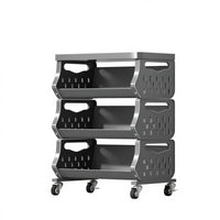 Multi-Tier Stackable Produce Basket Wheeled Design Kitchen Organizer Rolling Wheels Household Storage Large Capacity for Home Cooks, Apartment Dwellers, Pantry, Laundry Room, Bathroom, Playroom