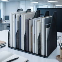File Sorter with Four Compartments Compact Desk Organizer with 4 Compartments Freestanding Desktop Storage Rack for Office