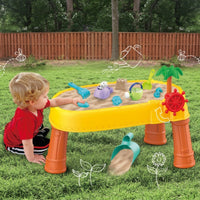 Outdoor Sand and Water Table Compact Water Table with Accessories Interactive Playset Hands-on for Toddlers, Garden