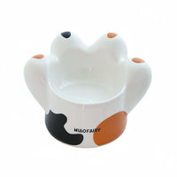 Stable Base Cat Paw Ceramic Bowl Easy to Clean Cute Pet Water Bowl Wide Mouth Raised Food and Water Dishes Whisker Friendly for Cats
