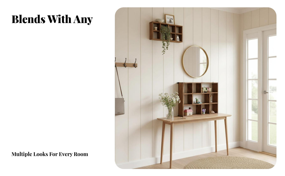 9-Compartment Display Box Screwless Mounting Installation @ Partition Shelf Lattice Household Appearance Decor for Collectors, Hobbyists, Bedroom