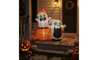 Inflate Inflatable Pumpkin with Ghosts Outdoor Halloween Inflatable Quick Inflation Pumpkin Ghost Easy Setup for Families, Homeowners, Yard, Lawn, Garden, Porch