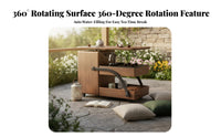 Mobile with Wheels Swivel-Top Tea Station Space-Saving Design Serving Mobile Tea Station Multi-Functional Household Furniture Integrated Storage for Apartment Dwellers, Homeowners, Interior Decorators, Living Room, Office, Balcony