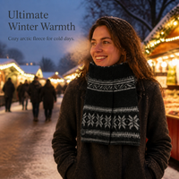 Women's Knitted Fair Isle Christmas Scarf Double-Sided Warm Neck Warmer