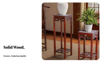 Chinese Design Flower Stand Decorative Solid Wood Plant Holder Sturdy Tall Wooden Bonsai Stand for Collectors, Living Room, Entryway, Corner