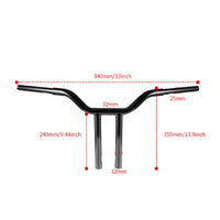 Metal Straight-Crossbar Handlebar Bent Motorcycle Handlebar with Risers Upward Swept Riser Ergonomic