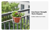 Flowerpot Holder with Hook Iron Balcony Planter Holder Metal Hanging Railing Planter for Patio, Fence