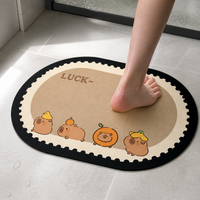 Cartoon Oval Bathroom Mat Absorbent Non-Slip Toilet Floor Rug