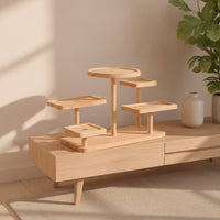 Multi-Tier Tiered Display Stand Solid Wood Wooden Display Stand Sturdy Desktop Organizer Rack Compact for Collectors, Decorators, Shop Window, Living Room, Bedroom