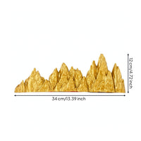 Mountain Ornament Golden Metal Ornament with Base Textured Decor for Shelf
