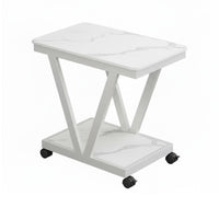 Nordic aesthetic Rolling C-Table Mobile Design Nightstand dual-leveled Storage Household Furniture Lockable casters for Remote Workers, Apartment Dwellers, Homeowners, Living Room, Bedroom, Small Spaces, Home Office