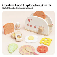 Pretend Breakfast Appliance Set Beech Wood Toy Breakfast Set Smooth for Children