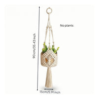 Cotton Rope Planter Net Lightweight Hanging Planter with Tassel Space-Saving