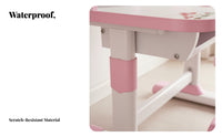 Widened Desktop Childrens Study Desk and Chair Set Safe & Long-Lasting Kids Desk and Chair Set Easy to Assemble Student Writing Table with Storage for Students, Teenagers, Girls, Bedroom, Home, Playroom