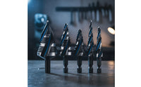 High Speed Steel Step Drill Bit Set 4-Flute Design Pagoda Drill Bit Set Storage Case Included Power Tool Accessory for Metalworkers