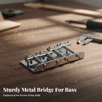 4-String Bass Bridge Easy to Install 4 String Bass Bridge Musical Instrument Accessory Shiny Finish Rustproof for Luthiers