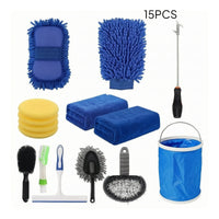 15 Pieces Car Wash Set with Pail and Glove Microfiber Car Wash Kit with Pail Auto Cleaning Kit Allall-Inclusive Complete