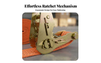 Long-Lasting Stitching Ratchet Tie-down Strap Non-Elastic Weave Cargo Strap with Tensioner Rust-Proof for Movers, Transport Vehicle Hauling