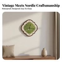 High Quality Texture Green Landscape Clock Quartz Movement Retro Artistic Wall Clock Ideal Gift Easy to Read for Interior Design Enthusiasts, Homeowners, Living Room, Bedroom, Office, Kitchen