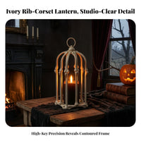 Powered Skeletal Cage Lantern | Spooky Seasonal Glow, Lantern with LED Candle, for Halloween Party