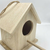 Wooden Birdhouse with Perch, Solid Wood Garden Decor for Outdoor Birds, Hanging Birdhouse with Rope, Mini Birdhouse for Outdoor Garden Refuge