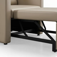 PU Leather Upholstery Hospital Escort Chair Foldable Design Folding Armchair Bed Long-Lasting Steel Frame Single Convertible Sofa Bed Space-Saving for Guests, Office