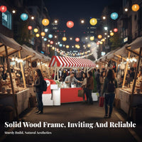 Solid Wood Frame Foldable Wooden Market Stall Easy Assembly Foldable Market Stall Lightweight Portable Vendor Booth Spacious Countertop for Crafters, Small Business Owners, Event Organizers, Night Markets, Street Fairs, Advertising Al Events, Craft Shows