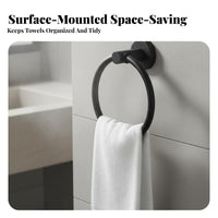 Wall-Mounted Round Towel Circle Easy to Install Circular Towel Hanger Long-Lasting Bathroom Hardware Modern Design for Homeowners, DIY Enthusiasts, Renters, Washroom, Hotel, Powder Room, Kitchen
