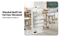 Foldable Rolling Desk-Side Book organizer With casters Multi-Compartment organizer Multifunctional book organizer Space Saving for Students, Teenagers, Office Workers, Classroom, Study Room, Bedroom, Nursery