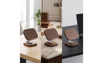 Phone Stand with Wooden Base Rotating Adjustable Desktop Phone Holder Sturdy Desktop Stand for Professionals, Nightstand