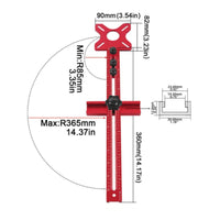 Engraved Scale Woodworking Routing Guide Aluminum Alloy Adjustable Circle Cutting Jig Measuring Arm Router Circle Guide Kit Locking Knobs