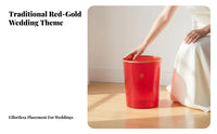 Red Wedding Trash Can Long-Lasting PP Material Chinese Wedding Dowry Container Festive Plastic Container Gold-Tone Edge