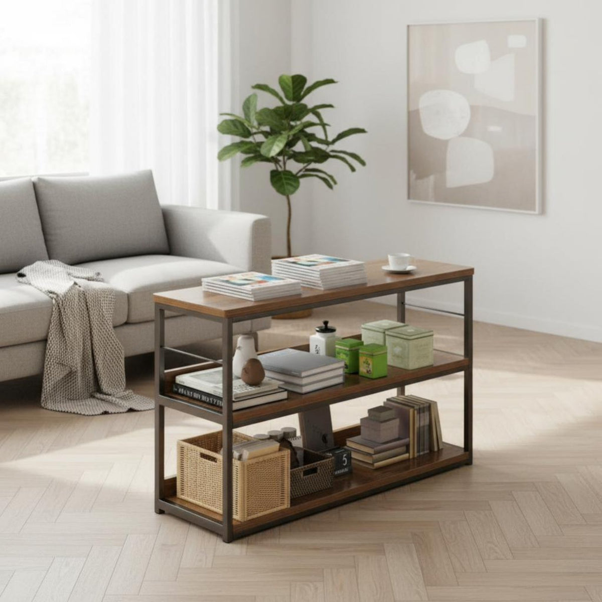 Mobile Sofa Side Storage Unit Space-Saving Slim Sofa Table Modern Design Household Furniture Versatile for Apartment Dwellers, Homeowners, Living Room, Small Areas, Bedroom, Office