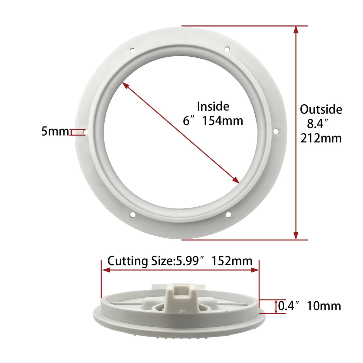 Deck Plate Cover with Pull Handle Pre-Drilled Marine  Deck Plate with Hinge Low-Profile Circular Access Cover for Boats, Yachts