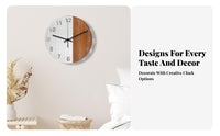 Non-Ticking Wooden Wall Clock Modern Design Geometric Wall Clock Battery Operated for Interior Decorators, Adults, Bedroom, Kitchen, Library
