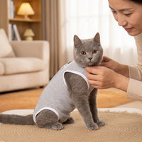 Post Surgery Cat Suit with Tie Straps, Sleeveless Cat Recovery Suit for After Surgery, Adjustable Spay and Neuter Recovery Suit, Anti Licking Vest