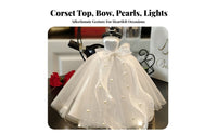 Wedding Dress Figurine with Ribbon Gift Bag Soft Glow for Bedroom