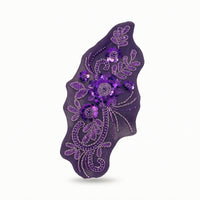 Embroidered Applique Floral Beaded Applique Mesh Ornament with Beads Decorative Trim 3D for Dressmakers, Necklines