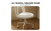 Cream Design Cushy Vanity Chair Ergonomic Backrest Cushy U-Back Chair 360° Swivel Desk Seat Space Saving for Students, Young Adults, Home Workers, Bedroom, Dorm Room, Makeup Station