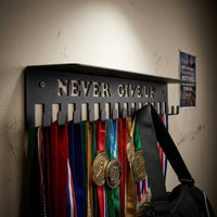 Medal Hanger with Shelf Wall-Mounted Medal Display with Shelf Matte Black Metal for Athletes, Home Gym, Bedroom