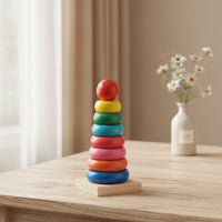 Wooden Stacking Piling Toy Rainbow Piling Toy Educational Rainbow Stacker for Young Children, Infants, Nursery, Preschool