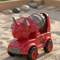 4 Pieces No Batteries Required Dinosaur Engineering Vehicle Toys Movable Parts Dinosaur Construction Vehicle Rounded Rounded Edges Friction Powered Construction Cars Sturdy for Children, Preschoolers, Toddlers, Outdoor Play, Sandbox