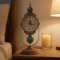 Vintage Mantel Clock Scrollwork Decorative Tabletop Clock Easy to Read Home Decor for Desktop